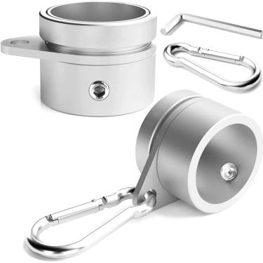 Imagem de NATEFEMIN 2 anéis de mastro de bandeira de liga de alumínio, design anti-envoltório de 360°, anéis de montagem de mastro com mosquetão