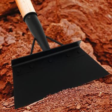 Imagem de KHZSPP Pá de jardim, pá de neve, pá plana de aço multifuncional, pá de jardim, raspador, ferramenta de jardim, raspador de gelo, picador de gelo (30 cm preto)