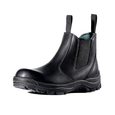 Imagem de Golden Retriever Botas de trabalho masculinas de 15 cm, biqueira de aço, botas de estação/Romeo, antiderrapante e resistente a óleo, Coolmax, confortável, ASTM F2413-18 G6455 G6555, G6455-Wide Black