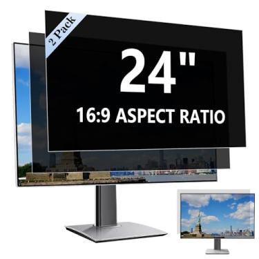 Imagem de Pacote com 2 tela de privacidade de 24 polegadas para monitor de computador proporção 16:9, protetor de luz azul antirreflexo, filtro protetor ocular removível L x A: 20 15/40.6 cm x 11 13/40.6 cm