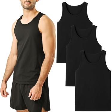 Imagem de POFF Pacote com 3 regatas masculinas – Camisetas sem mangas para academia e treino, ajuste muscular 100% algodão, roupa atlética respirável, Preto, G