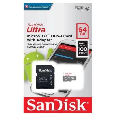 Imagem de Cartão Micro Sd 64gb Ultra Classe 10 MicroSDXC UHS-I 100mb/S