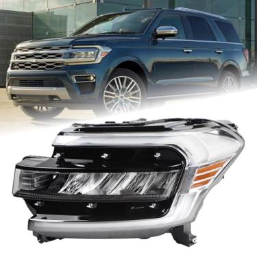 Imagem de KAMDKI Farol LH LED DRL adequado para Ford Expedition Limited 2022-2025/XLT/Platinum/Timberline/King Ranch com acabamento cromado com módulo com luz de assinatura lado esquerdo do motorista FO2501440