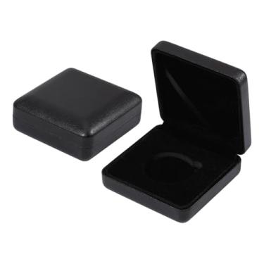 Imagem de beinkmake 2 peças de estojo de exibição de moeda de poliuretano 45 mm caixa de presente com forro de veludo para armazenamento de medalhas de dólar prata preta