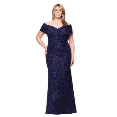 Imagem de Betsy & Adam Vestido feminino longo, tomara que caia, elástico jacquard, Azul-marinho/azul-marinho, 58