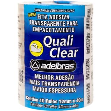 Imagem de Fita Adesiva, Adelbras 0814000001, Transparente, Pacote de 10