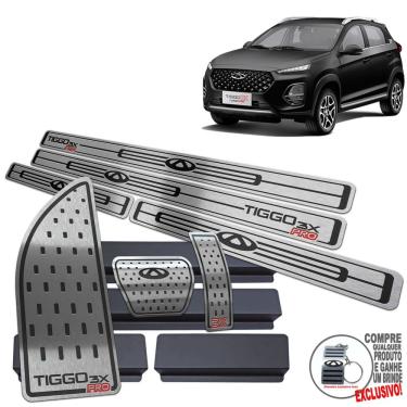 Imagem de Pedaleira + Soleira + Descanso De Pé Preto Chery Tiggo 3X