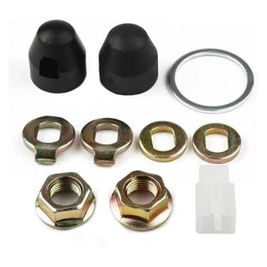 Imagem de BYYINGSUS Eixo do motor do cubo da E-Bike M12/M14 Porca de bloqueio e arruela de bloqueio e espaçador e tampa da porca Eixo de 12/14 mm 500W-5000W Motores Peças elétricas (M14 dianteiro)