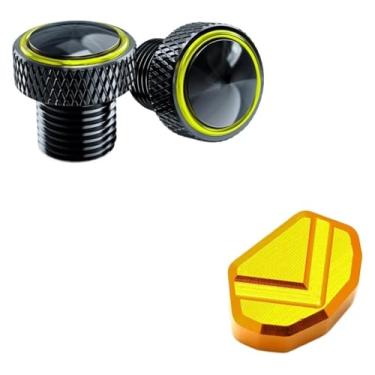 Imagem de BYYINGSUS Tampas de parafusos de plugue de furo para espelhos de motocicleta Capa de furo de seta compatível com Z900 Z750 Z650 Z800 Z1000 SX Z400 (1 conjunto dourado)