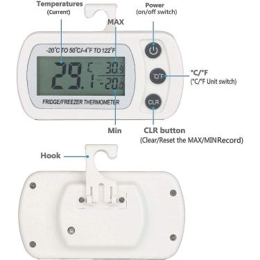 Imagem de 2 PCS Digital Fridge Freezer Termômetro Conclusão (Um tamanho
