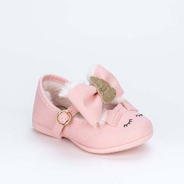 Imagem de Sapatilha Bebê Feminina Kidy Laço Unicórnio Rosa Com Pelo