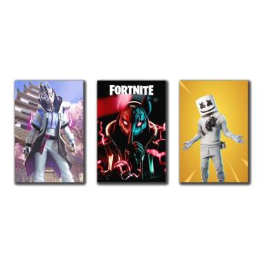 Imagem de Kit 3 Placas Decorativas Game Fortnite Em Mdf 30X20