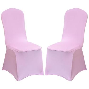 Imagem de Pacote com 2 capas de cadeira dobráveis de elastano elástico, capas removíveis para cadeiras, protetores universais, com bolso elástico para os pés, para festa de casamento, banquete, celebração