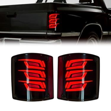 Imagem de Luzes traseiras de LED completas compatíveis com lâmpadas traseiras C10/GMC 1973-1987 com luzes de rodagem, luzes de freio de seta, 1 par de lâmpadas traseiras