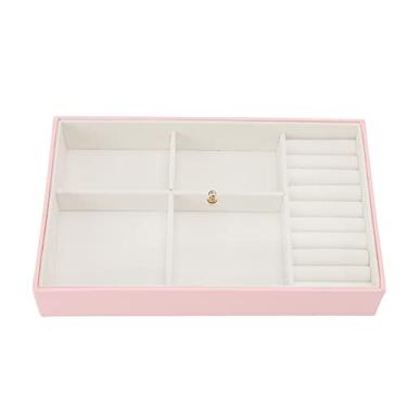 Imagem de POCREATION Caixa de Armazenamento de Joias Porta-brinquedos e Colares Caixa de Exibição de Joias Com 4 Divisórias Múltiplos Espaços para Brincos para Pulseiras Relógios Colares (Pinkish)