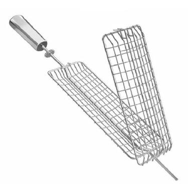 Imagem de Espeto de Churrasco Multiuso para Asas de Frango, Coração, Peixe e Pão de Alho, Grelha em Metal para Churrasqueira