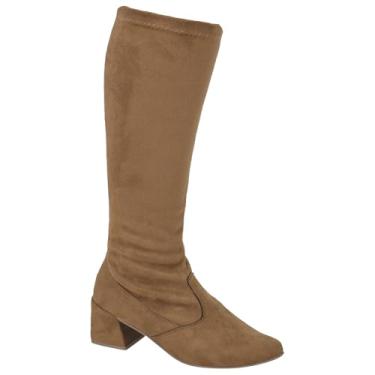 Imagem de Bota Feminina Cano Longo com Stretch Salto Grosso e Bico Fino Moda Fashion 634 (Caramelo, BR, Adulto, Numérico, 38)
