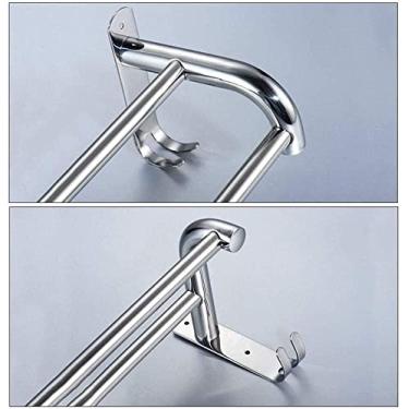 Imagem de Suporte de toalha de mão, trilho de barra de toalha, toalheiro prateleira de banheiro toalheiro toalheiro toalheiro de cozinha 304 cabo duplo aço inoxidável com gancho toalheiro (60 cm)