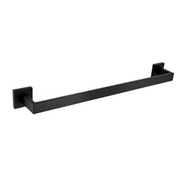 Imagem de Kit de acessórios de hardware de banheiro preto fosco prateleira de parede rack de barra de toalha trilho cabide de roupão escova de vaso sanitário, suporte de papel, prato, suporte de papel higiênico