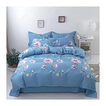 Imagem de Capa de edredom outono e inverno sarja escovada espessa quatro peças roupa de cama capa de colcha de três peças capa de edredom de quatro peças casal (cor: F, tamanho: cama queen 180 cm 4 peças) (cama