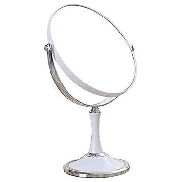 Imagem de Espelho pequeno espelho de maquilhagem, espelho de beleza frente e verso para secretária, espelho cosmético com ampliação 3X, espelho giratório de 360°, espelho de casa de banho, espelho de