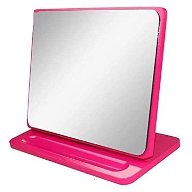 Imagem de WYUYIWH Espelho de maquiagem pequeno, espelho de maquiagem de um lado para mesa espelho europeu de alta definição espelho de princesa portátil espelho de moda simples espelho de maquiagem (cor: rosa)