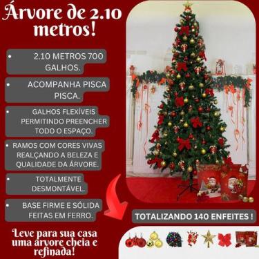 Imagem de Árvore de Natal 150 cm 400 Galhos Super Cheia decorada completa Grande