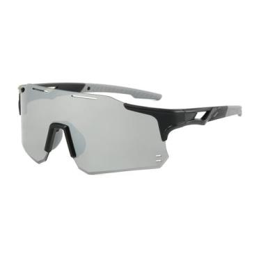 Imagem de Óculos De Sol Esportivo Prateado Espelhado Bike Ciclismo Speed Corrida