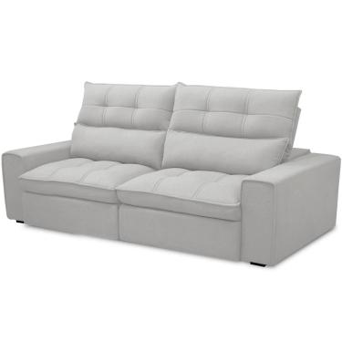Imagem de Sofá Retrátil Reclinável Para Sala de Estar Living 210cm Dimas F04 Bouclê Cinza - Lyam Decor