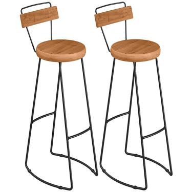 Imagem de Kit 02 Banquetas Altas Cozinha Sala De Jantar Estrutura Em Aço Mahal D01 Peroba Rosa - Lyam Decor