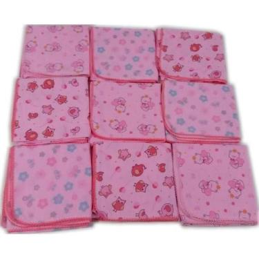 Imagem de Cueiro Flanelado Estampado 80X80Cm Com Crochê Rosa - Dugu
