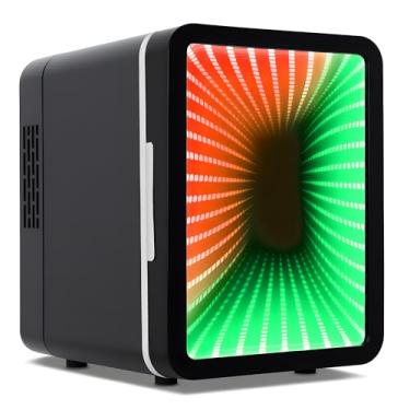Imagem de Iceblue 13 modos de exibição com luz LED regulável, mini geladeira para jogos, geladeira pequena de 4L/6 latas, refrigerador AC/DC para bebidas de uso duplo para cuidados com a pele, mini geladeira