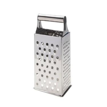 Imagem de Ralador Fatiador de Alimentos Aço Inox 4 Faces Queijo Legumes Verduras Frutas Manual 24cm Multiuso Utensílio para Cozinha Premium
