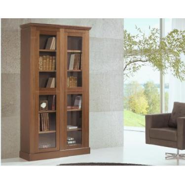 Imagem de Estante Biblioteca Vicenza 2 Corpos Madeira Maciça Com Portas Vidro We