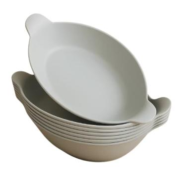 Imagem de Kit 10 Petisqueiras Canoa Brancas, 24 cm x 14,5 cm, 600 ml