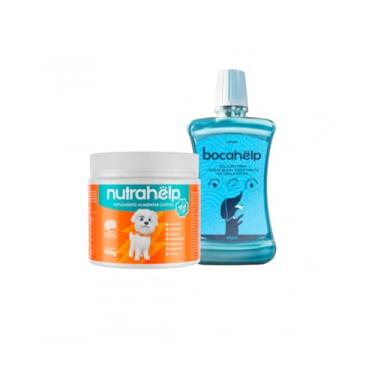 Imagem de Kit 1 Solução Bucal Pet Bocahelp + 1 NutraHelp