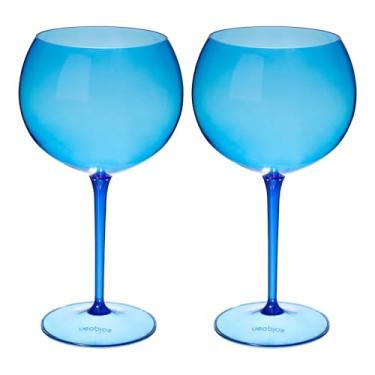 Imagem de Taça De Gin 600ml Kit 2un Acrílico Alto Padrão Resistente (AZUL)