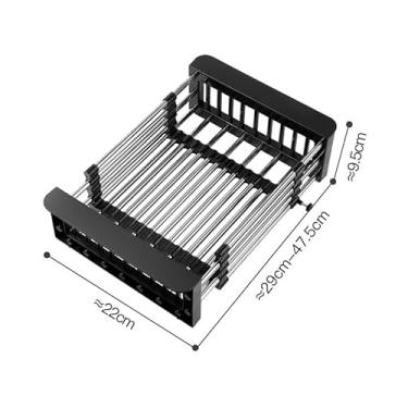 Imagem de Generic Sobre o Escorredor da Pia, Sobre o Escorredor da Pia, Aço Inoxidável Multifuncional de Alta Dureza para Frutas (Grande Preto)