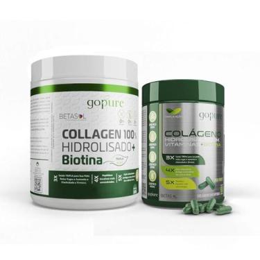 Imagem de 1 Colágeno 100% Hidrolisado em Pó e 1 Pote Colágeno em Cápsulas GoPure