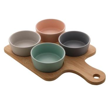 Imagem de Petisqueira Com Bandeja Lyor De Ceramica Natural 21cm X 31cm