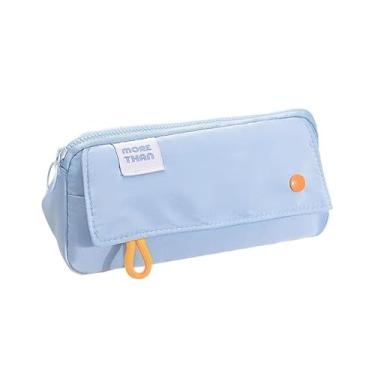 Imagem de Bolsa de armazenamento de cor sólida, organizador portátil simples de grande capacidade para viagens e uso diário (azul)