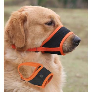 Imagem de Focinheira para cães, capa de boca respirável com gancho e laço ajustáveis para respirar malha respirável focinheira para cães de tamanho médio e grande (laranja, 2GG)