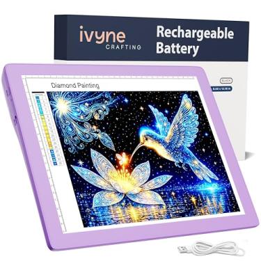 Imagem de iVyne Almofada de luz ultra fina recarregável brilhante A4 alimentada por bateria de lítio para ferramenta de remoção de vinil Cricut, desenho, artesanato, rastreamento, esboço e vinil HTV (lavanda)