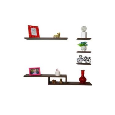 Imagem de Kit Rack Suspenso Tv Com 5 Nichos Premium Organizador Livros - Marrom 