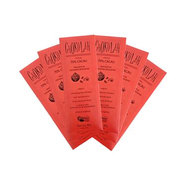 Imagem de Kit 6X: Chocolate 70% Cacau com Castanhas Orgânico CHoKolaH 80g