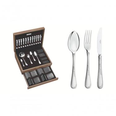 Imagem de Faqueiro Tramontina Renascença Inox Com Facas De Mesa Detalhes E Estojo De Madeira 101 Peças