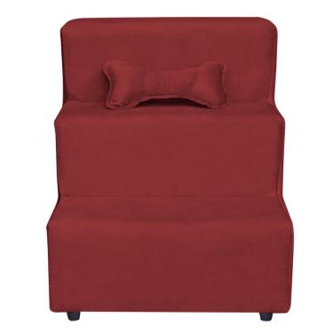 Imagem de Escadinha Pet 3 Degraus Cachorro E Gato Veludo Vermelho