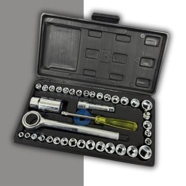 Imagem de Jogo De Soquetes Cachimbo Chave Catraca Canhão Com 40 Peças Maleta