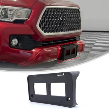 Imagem de Suporte de montagem de placa de carro frontal compatível com Toyot@ Tacoma 2016-2021, gancho de reboque de para-choque dianteiro acessórios de montagem para placa de carro substitui # 7510104010