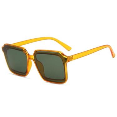 Imagem de JRLLFD Óculos de sol com armação grande, feminino, masculino, vintage, esportivo, para dirigir, UV400 (laranja, verde)